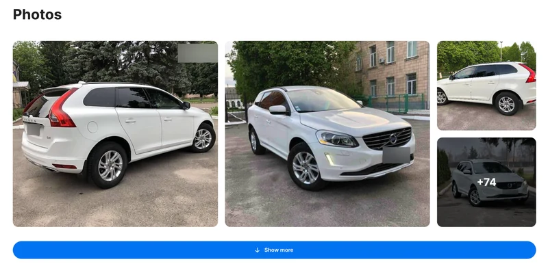 Esempio ufficiale carVertical: Foto e annunci precedenti